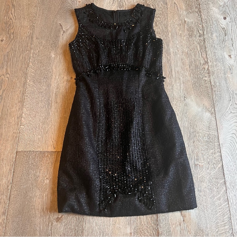 EUC Carolina Herrera Couture Black Beaded Mini Dress size 00/0